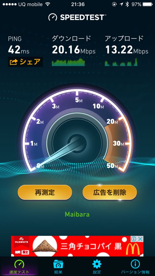 Daiwa Roynet Hotels_Wi-Fi_SpeedTest画面