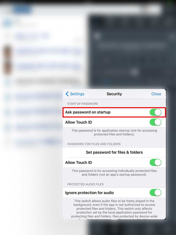 Security Settings_iOS GoodReader画面