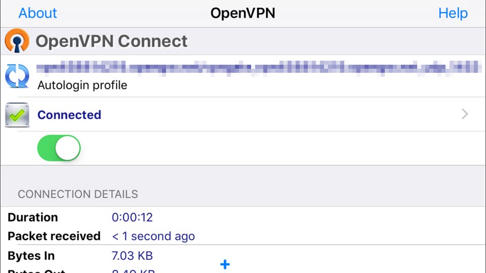 OpenVPNアプリ画面iOS